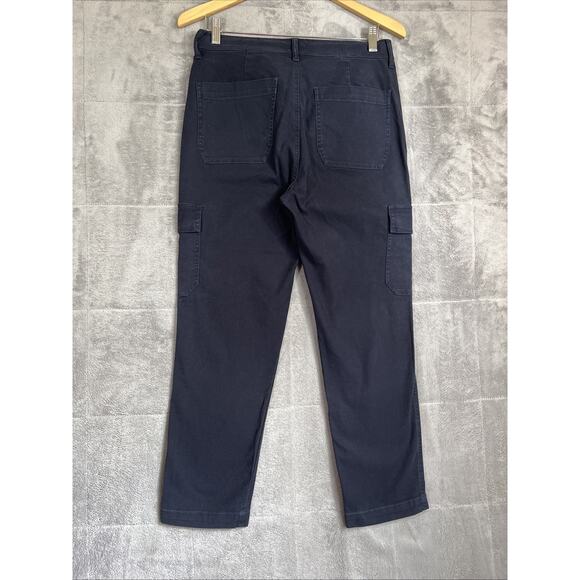 J. Crew Pants Womens 27 Navy The New Straight Leg Cargo Stretch Cotton Utility - Picture 2 of 11